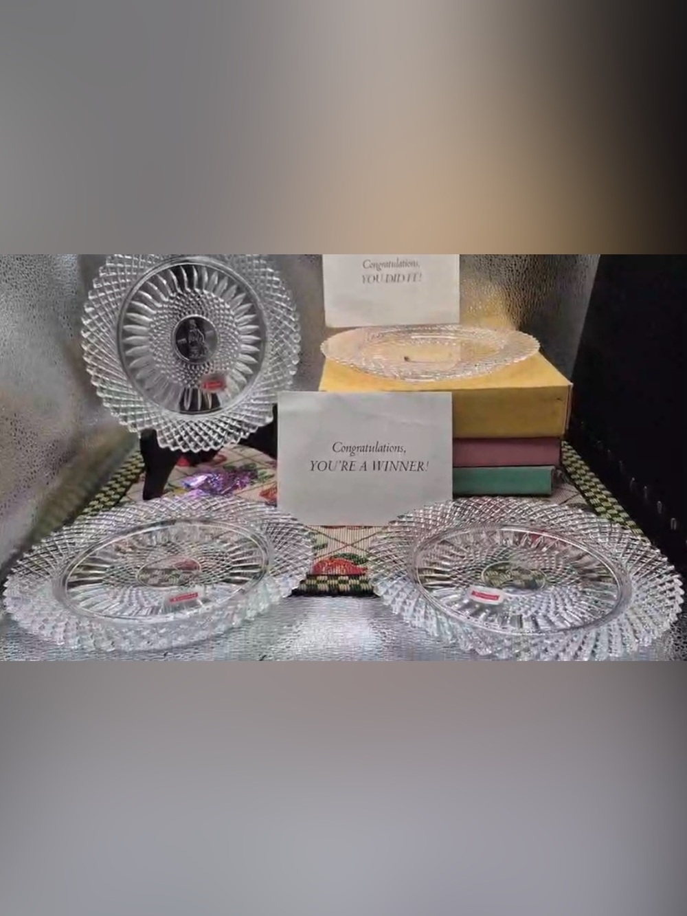 Fostoria Stratton Lead Crystal Glass Plate Set 4 Vintage Special Limited Edition